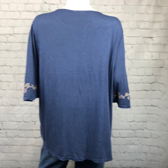 Style & Co Blue Embroidered Boho Top Size L & 1X - Picture 3 of 3